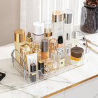 Aveniee Bathroom Counter Organizer Countertop, Makeup Perfume Shelf Storage, 2 Tier Skincare Cosmetic Tray for Dresser Vanity - Grey