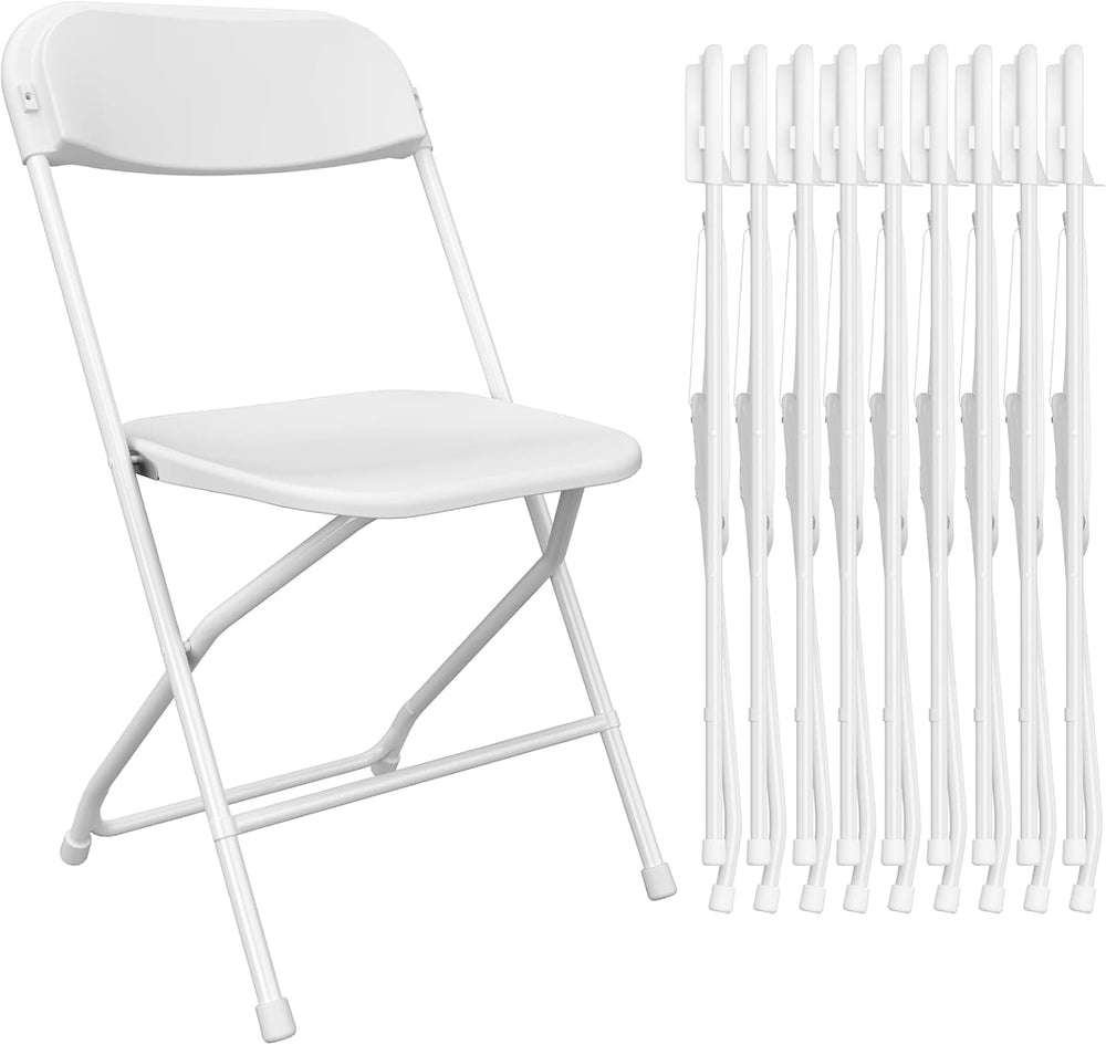 White Folding Chairs 10 Pack, Portable Party Chairs, Plastic Folding Chair,St...