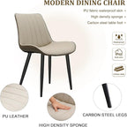 Dining Chairs Set of 6, Leather Modern Kitchen & Dining Room Chairs, Comfortable Upholstered Kitchen Chairs with Metal Legs Armless Side Chairs for Kitchen Restaurant, Khaki & Dark Grey