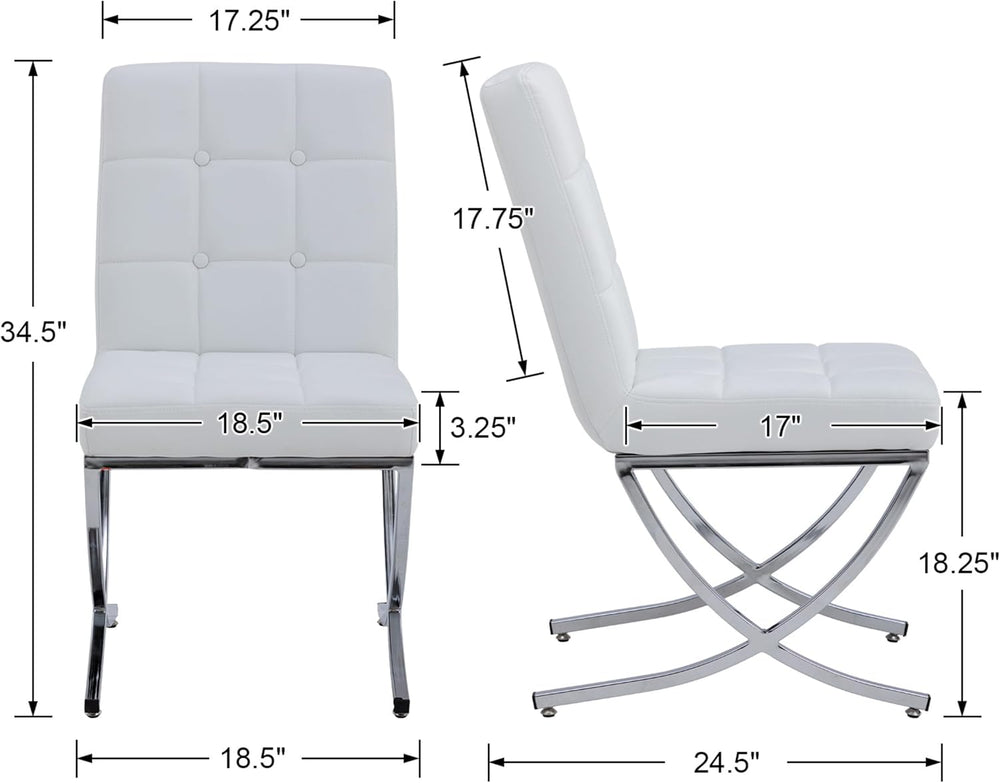EALSON Modern Dining Chairs Set of 6, White Leather Upholstered Seater with C...