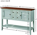 Merax Wood Farmhouse Buffet Sideboard Table with Drawers and Bottom Shelf Console Table for Living Room Dinning Room Kitchen (Retro Blue)