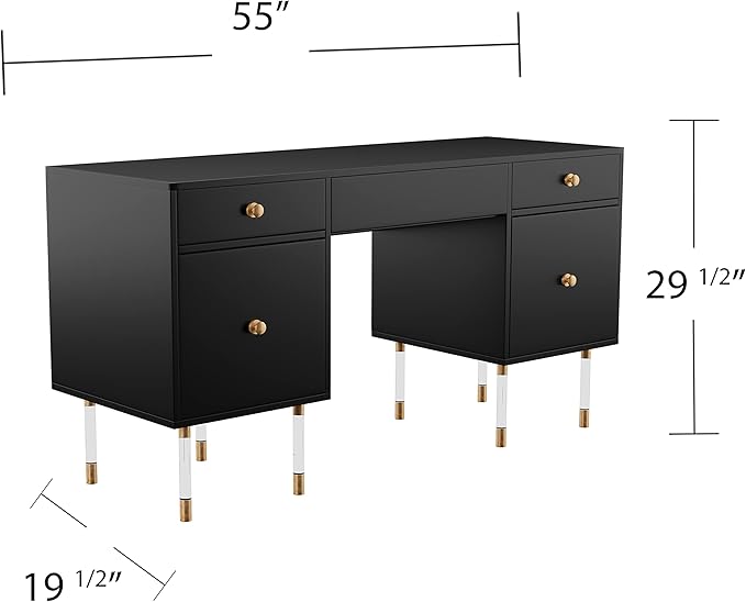 SEI Furniture Helston Desk, Black