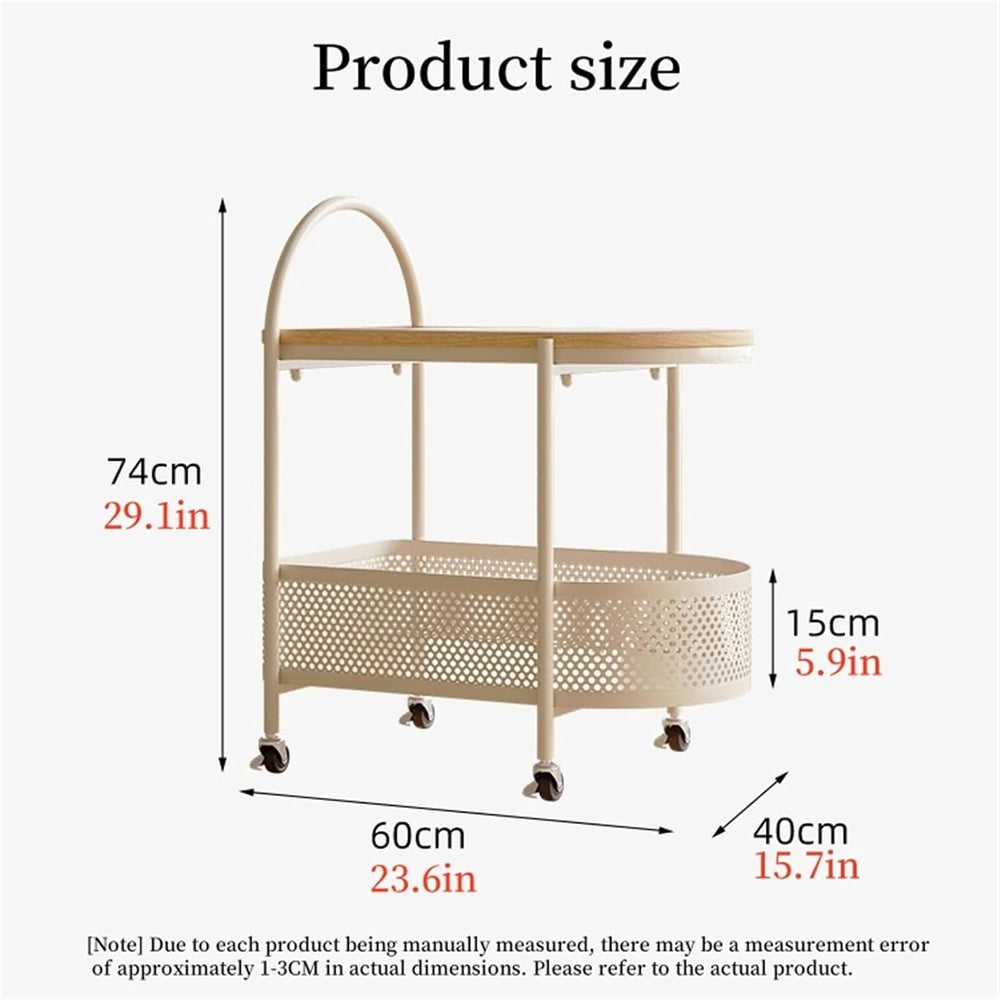 Sofa Side Table with Wheels Coffee Storage Cart Movable End Table with Storag...