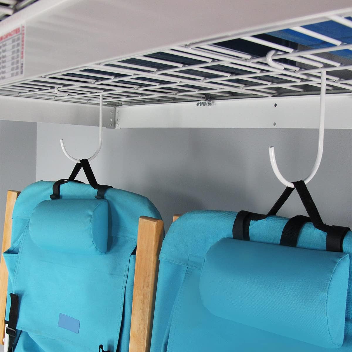 SafeRacks Overhead Garage Storage Rack - Heavy Duty Racks for Garage with 250 lb Capacity, Easy Garage Shelving, Adjustable Storage Rack, Ceiling Mount Storage Shelves 4x4 White (24"-45")