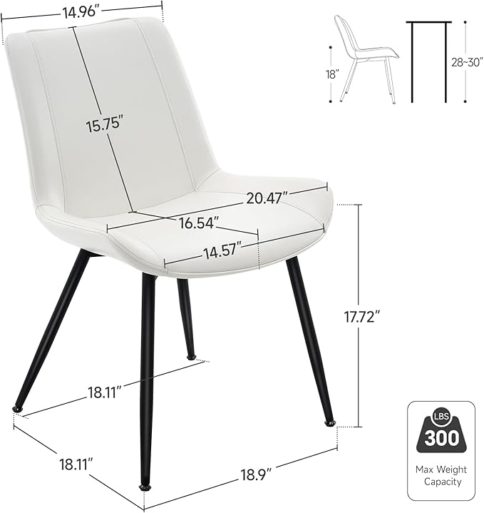 Brage Living Dining Chairs Set of 2, PU Leather Modern Armless Kitchen Dining...