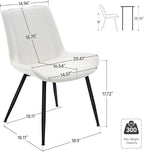 Brage Living Dining Chairs Set of 2, PU Leather Modern Armless Kitchen Dining Room Chairs, Upholstered Accent Side Chairs with Metal Legs (Pearl White)
