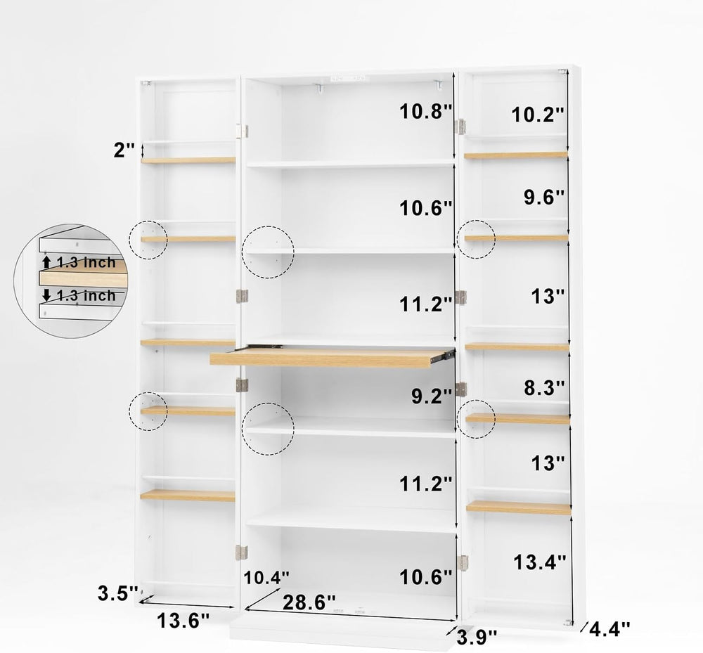 29.9x15.74x71.65Inches White Kitchen Pantry Cabinet, Freestanding Storage Cab...
