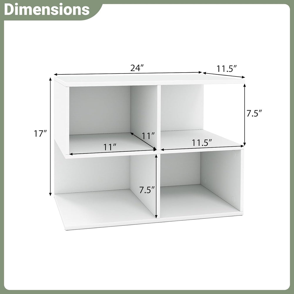 Giantex 4-Cube Book Shelf, 17'' Modern S-Shaped Couch End Sofa Side T...