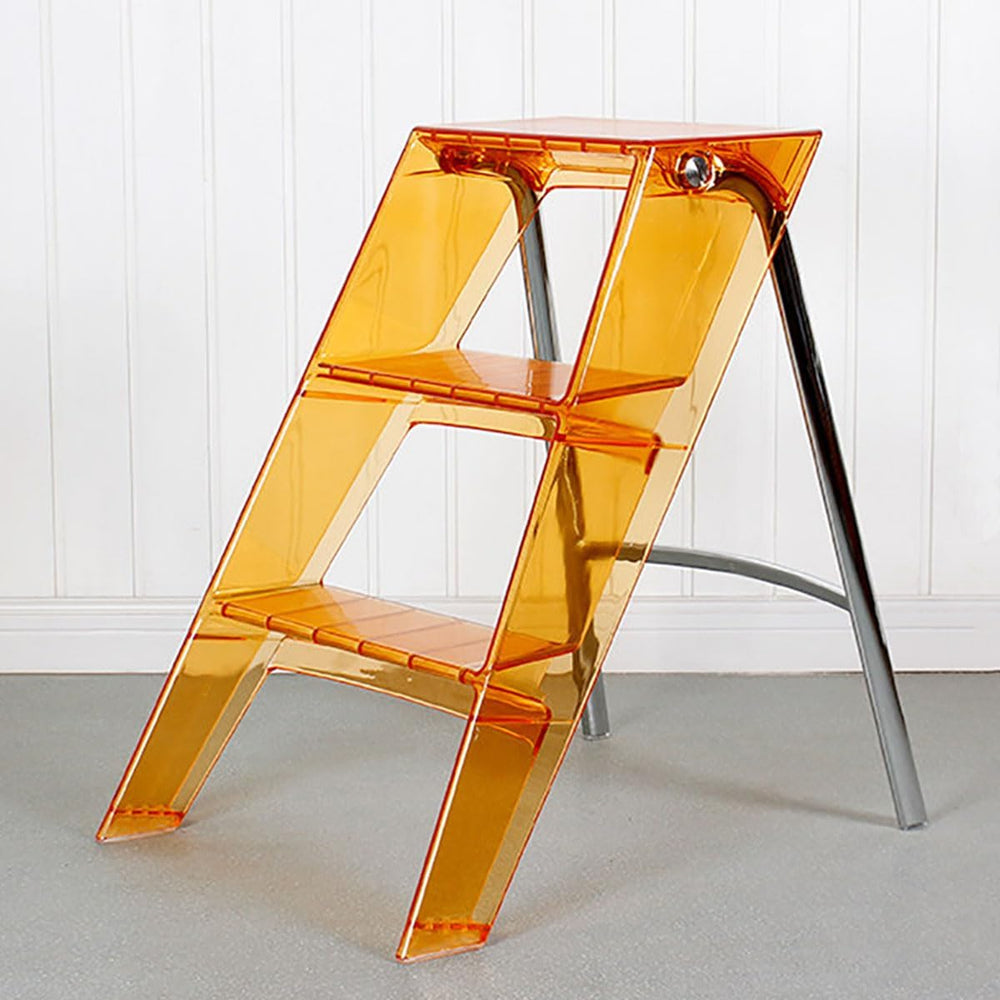 Acrylic Step Ladder, 3 Step Clear Folding Step Stool with Anti-Slip Steps
