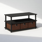 Furinno Turn-N-Tube Shoe Rack, Compact Shoe Organizer, Multipurpose Shoe Storage with Bin Drawers and Open Shelves, 15.5 x 31.2 x 15.4, for Closet Entryway, Office, Garage, Black Oak/Black/Brown