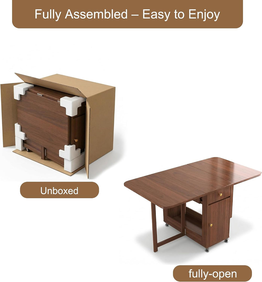 Drop Leaf Table and Chairs - 51" Fully Assembled Folding Dining Table 4-...