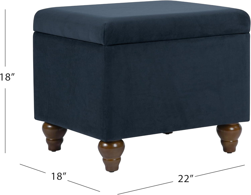 HomePop 22" Medium Rectangular Storage Ottoman - Blue Velvet