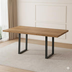 ZckyCine Mid-Century Extendable Dining Table Set, 51"-67", 6 Upholstered Chairs