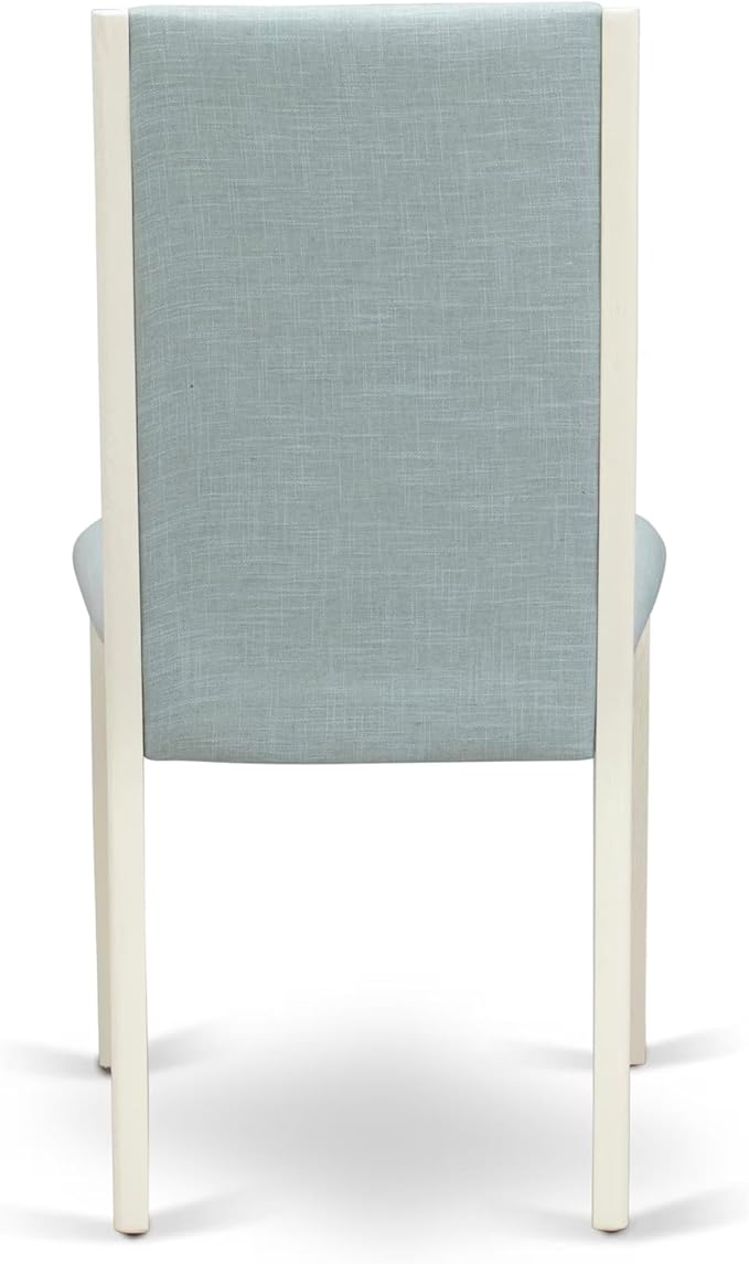 East West Furniture V077LA015-6 6 Piece Dining Table Set Contains a Rectangle Dining Room Table with V-Legs and 4 Baby Blue Linen Fabric Parson Chairs with a Bench, 40x72 Inch, Multi-Color