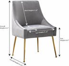 Modern Velvet Dining Chairs Set of 4, Contemporary Upholstered Furniture Collection with Polished Gold Metal Legs, Elegant Accent Chairs for Kitchen Living Room(Grey)