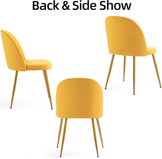 Velvet Dining Chairs Set of 6, Upholstered Mid Century Modern Dining Chairs, ...
