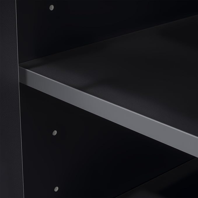 128.2" W Wall Unit Entertainment Center with Bookshelves for TVs up to 80", Multifunctional TV Stand Media Console with Tempered Glass Cabinets and Adjustable Shelves for Living Room (Black-1.28)