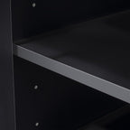 128.2" W Wall Unit Entertainment Center with Bookshelves for TVs up to 80", Multifunctional TV Stand Media Console with Tempered Glass Cabinets and Adjustable Shelves for Living Room (Black-1.28)