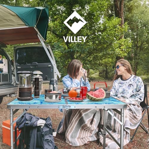 VILLEY Folding Camping Table 4FT, Portable Small Picnic Table