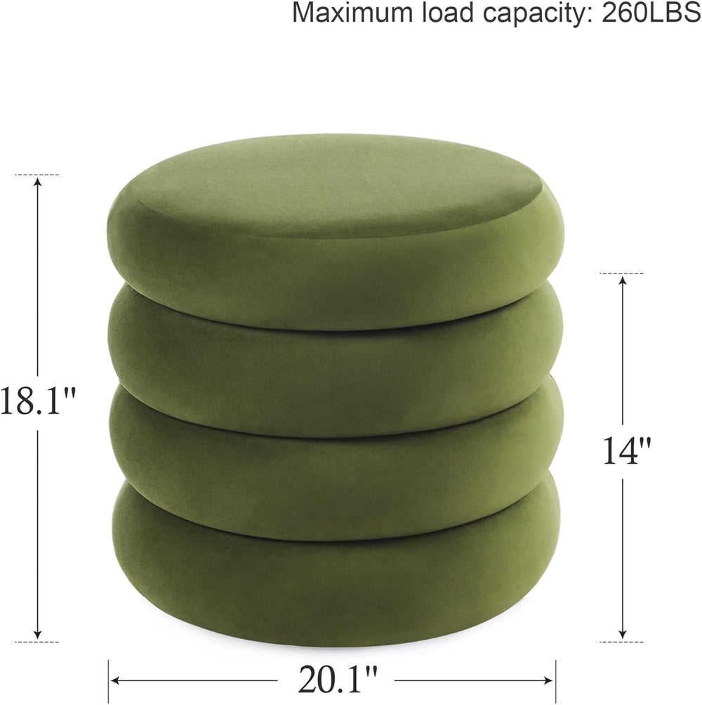 Velvet Storage Ottoman Set of 2, Compact Round Tufted Pair with Removable Lid...