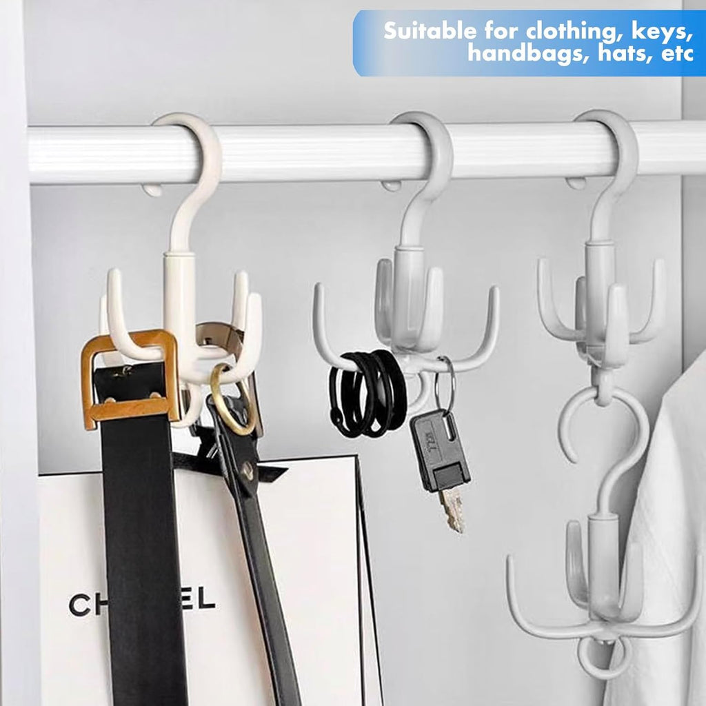 Space-Saving Tie Hanger, Small Space Storage and Organizer, 2 Piece Set, 360° Rotatable Portable Closet Organizers for Belt, Scarf, Bras, Tank top, Purses Etc(Gray)