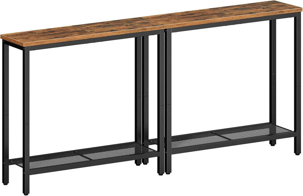 HOOBRO 29.5" Narrow Console Table, Set of 2, Small Entryway Table with S...