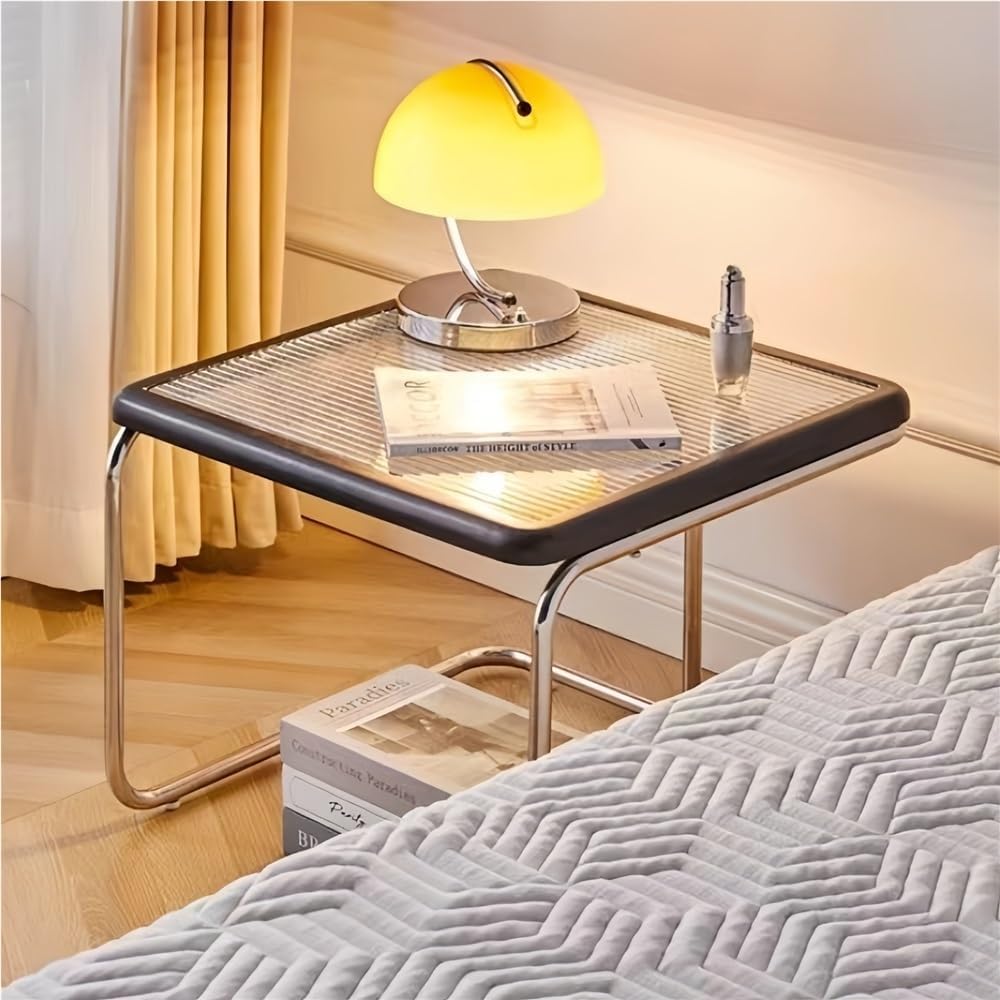 Square Nesting Coffee Table Set of 2, Modern Wooden Side Table, Stacking Smal...