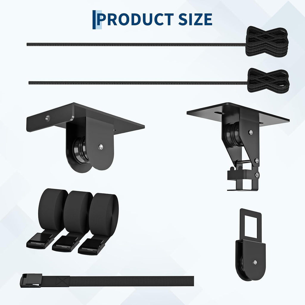 Garvee Heavy‑Duty Cargo Box Garage Pulley System, Ceiling Hoist Kit for 8–10 ft Ceilings, 150 Lbs Capacity with Dual Fixed‑Point Design, Adjustable Lifting Straps, Ideal Ceiling Mounted Storage Racks