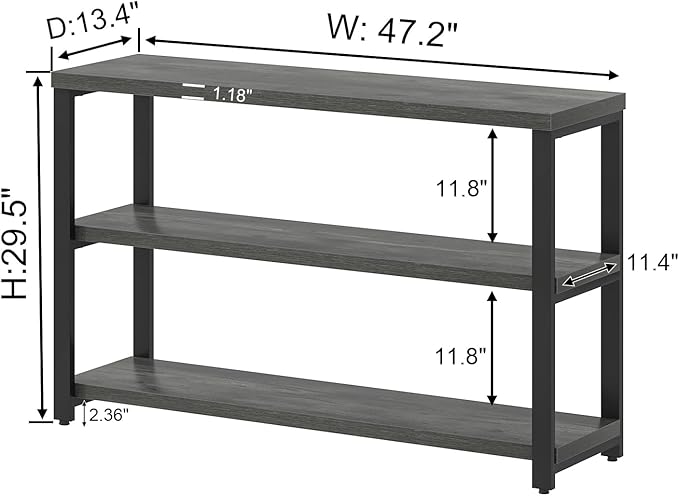 EXCEFUR Rustic Console Tables for Entryway, Sofa Table with 3 Tier Storage Sh...