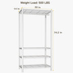 Ulif H2 Heavy-Duty Portable Closets, 4-Tier Freestanding Garment Rack Suit for Small Space and Corner, Closet Organizer System Portable Closet Wardrobe, Max Load 500 LBS, White