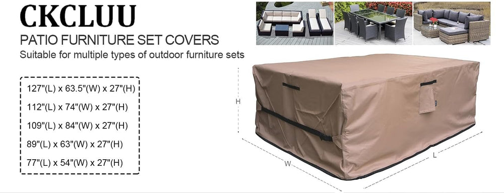 Patio Furniture Set Cover Waterproof Rectangular Heavy Duty 600D Outdoor Sect...