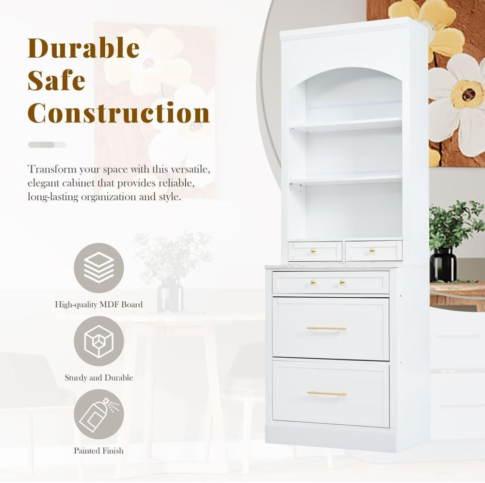 JIJIWANG Modern 83.7inch High Kitchen Pantry, Freestanding Tall Kitchen Hutch...