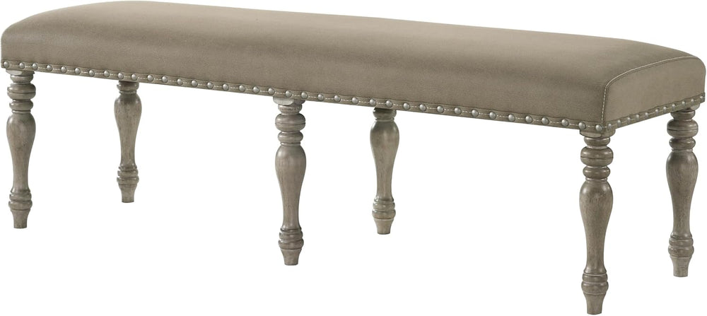 Roundhill Furniture Birmingham Microfiber Upholstered Bench with Nail Head Tr...