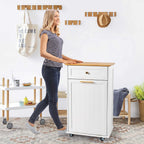 VINGLI Tilt Out Trash Cabinet, Garbage Can Cabinet with Drawer, 10 Gallon Movable/Freestanding Pet Proof Storage Organizer, Modern Trash Can Kitchen Cabinet, Living Room Storage, White