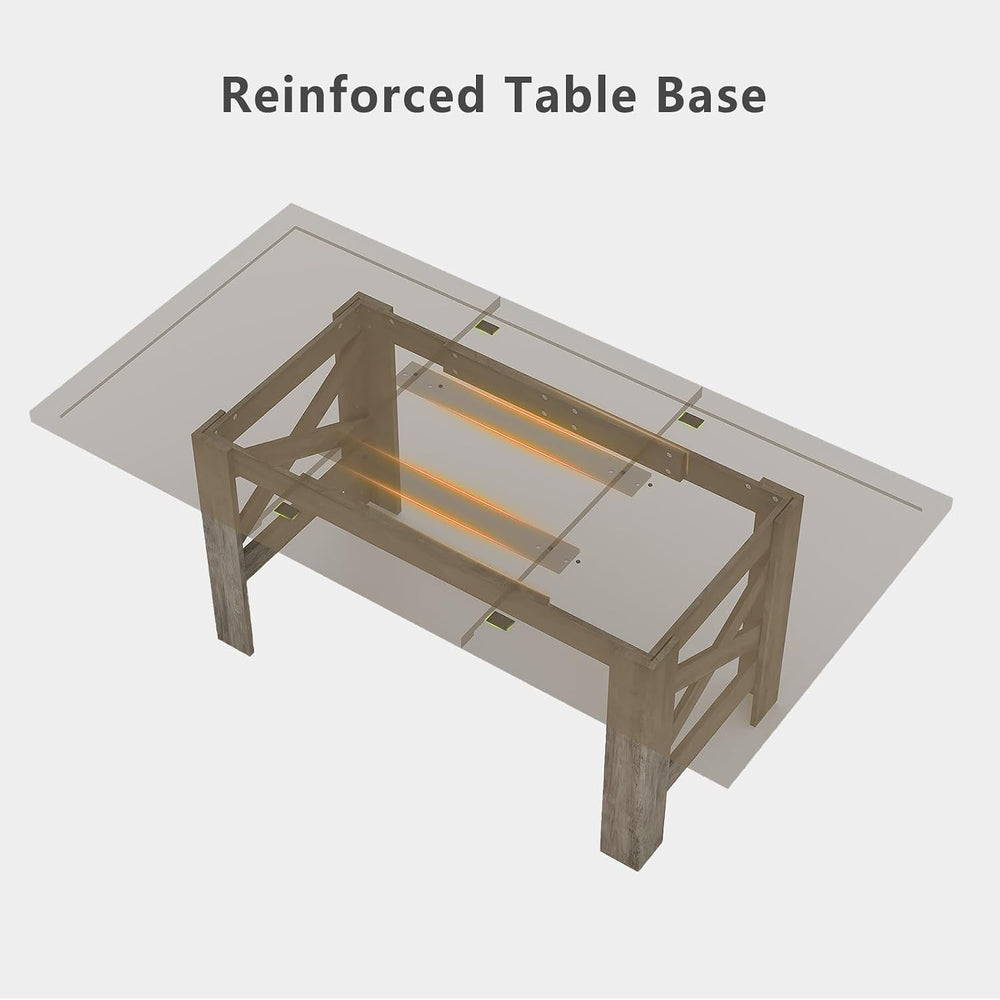 Takywep 71" Large Dining Table for 6-8, Farmhouse Wooden Kitchen Table w...