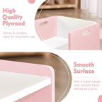 FUNLIO Height Adjustable Montessori Table and Chair Set for Age 1-3, Solid Wood Toddler Table and Chair Set, Weaning Baby Table Chair Set for Reading/Eating/Playing, Easy to Assemble - Pink