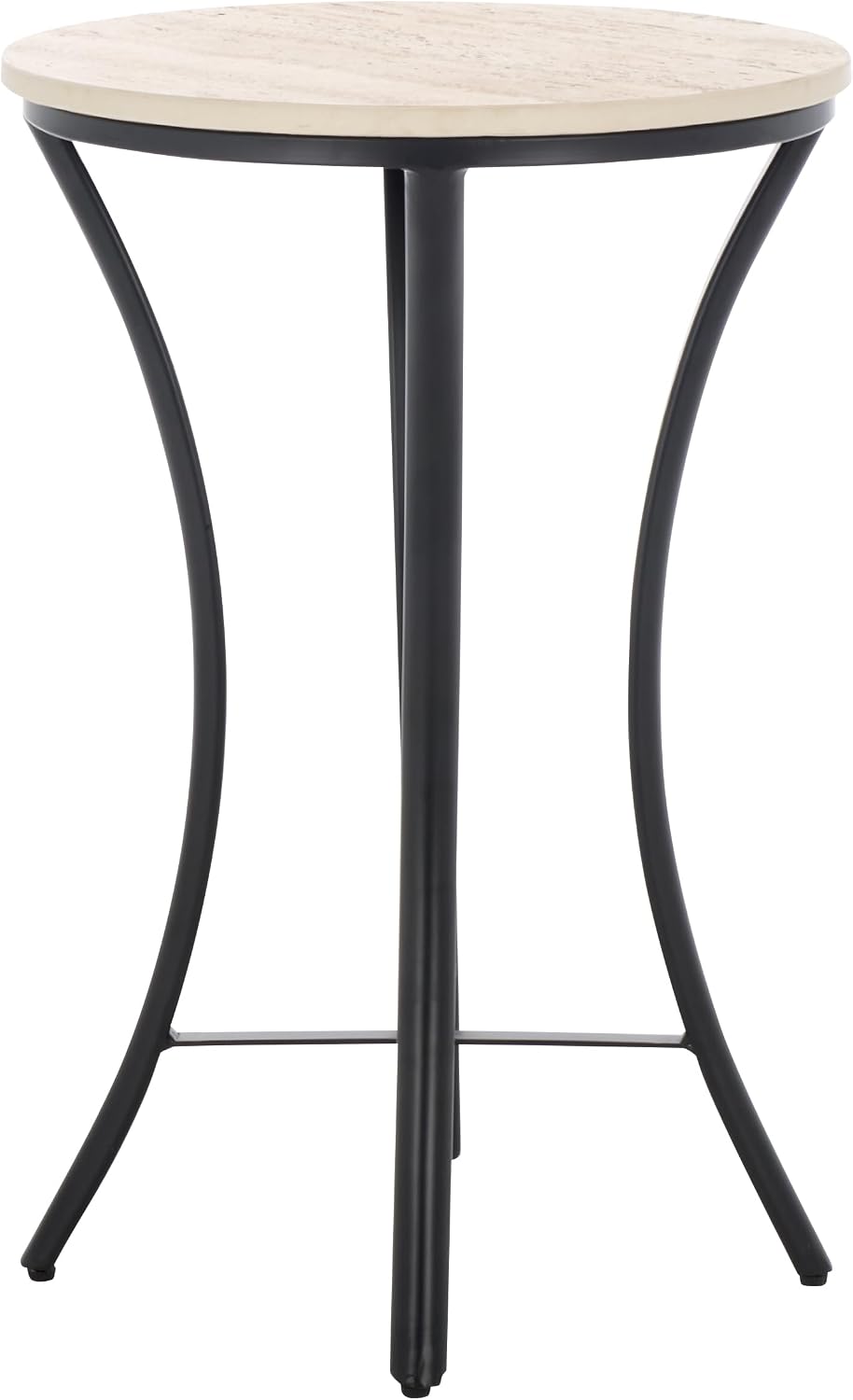 SAFAVIEH Home Collection - Saxony Side Table, Round Beige Travertine Top with...