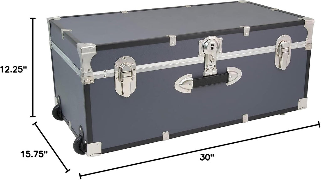 Seward Explorer Trunk with Wheels & Lock, Gray, 30-Inch