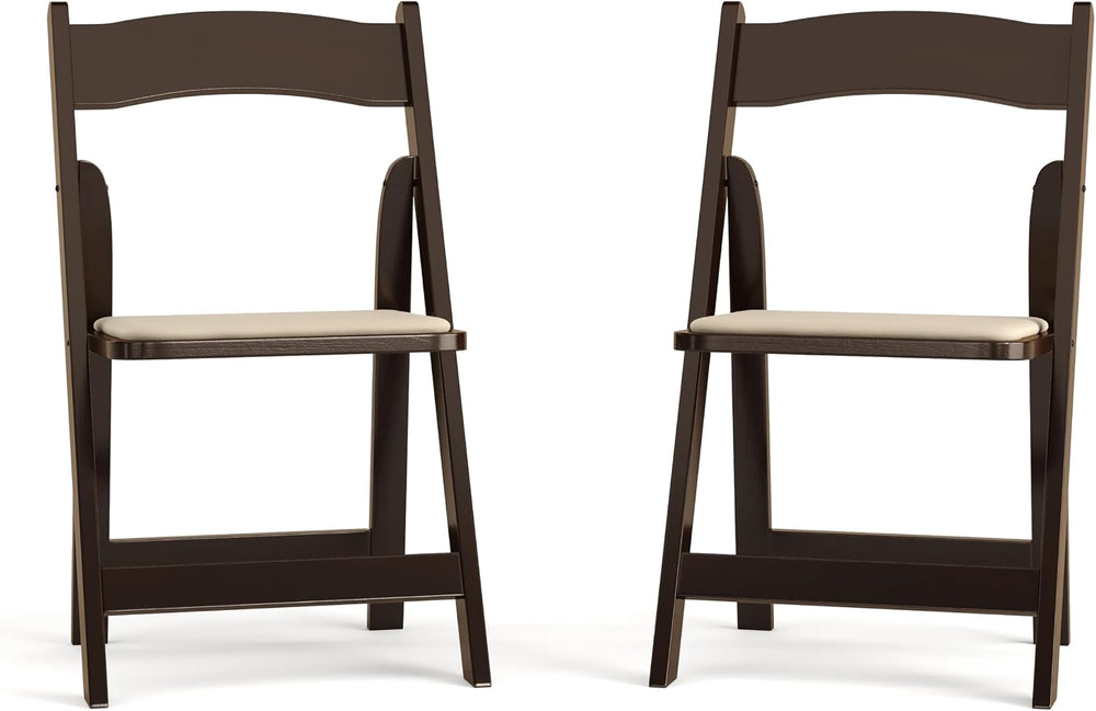 Flash Furniture Hercules Wood Folding Chair with Vinyl Padded Seat, 2-Pack