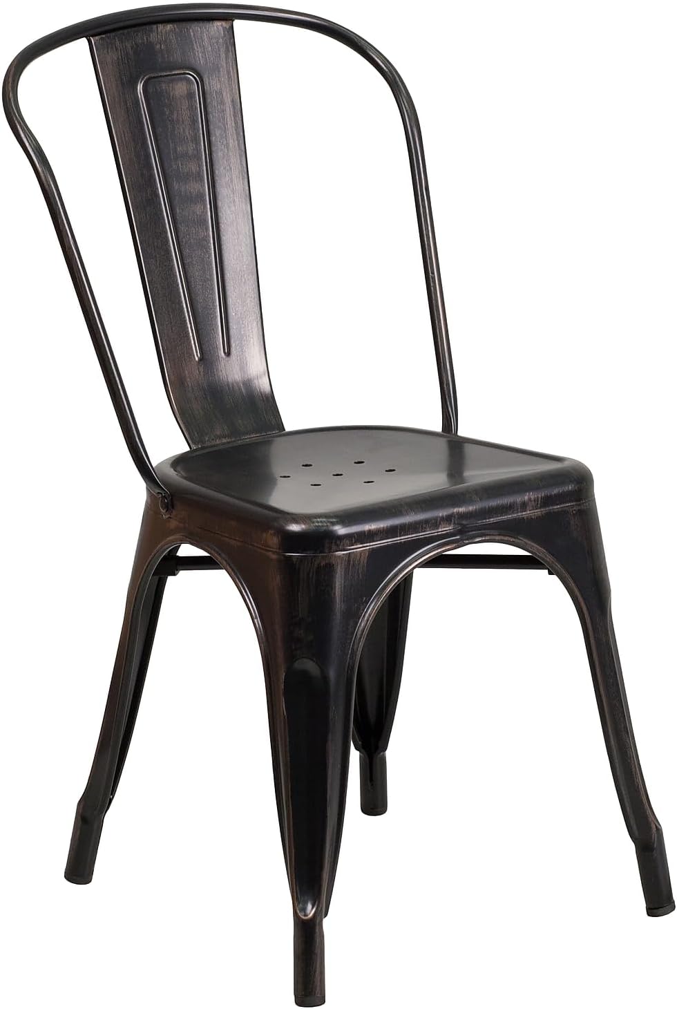 Flash Furniture Commercial Grade 24" Round Black-Antique Gold Metal Indoor-Outdoor Table Set with 2 Cafe Chairs