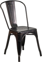 Flash Furniture Commercial Grade 24" Round Black-Antique Gold Metal Indoor-Outdoor Table Set with 2 Cafe Chairs