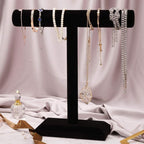 Barelove Jewelry Stand Display 1 Tier, Black Velvet T-Bar Bracelet Watch Bangle Necklace Holder for Organization Showcase or Store Display