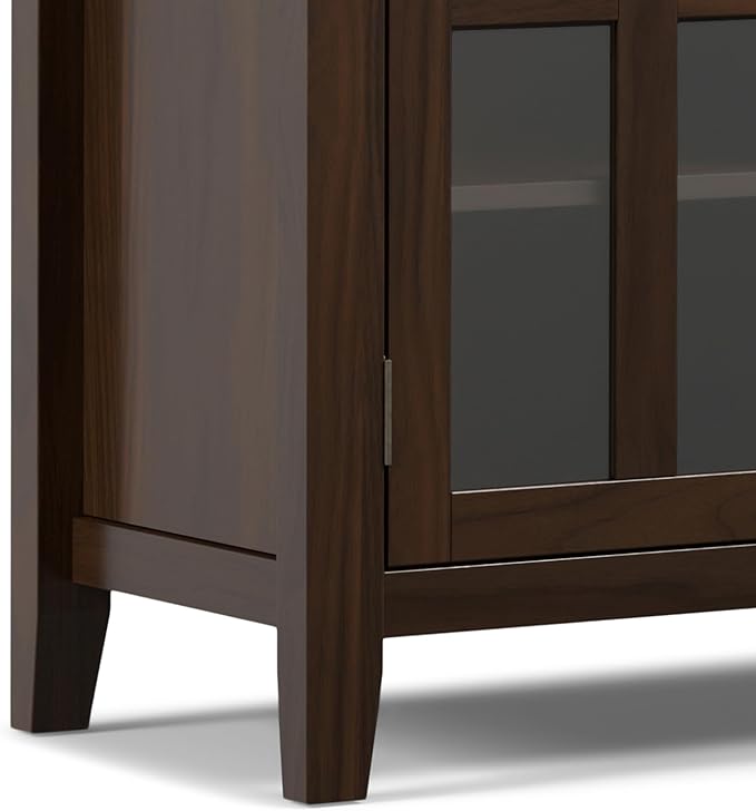 SIMPLIHOME Artisan TV Stand - 53 inch Wide Solid Wood Tall Media Console in Tobacco Brown, Contemporary Entertainment Center for Living Room for TVs up to 60 Inches with Drawers and Cable Management