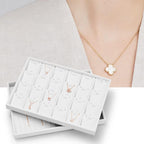 White PU Leather Jewelry Display Tray 24 Grids Pendant Earrings Necklace Organizer Display Showcase Jewelry Storage Tray