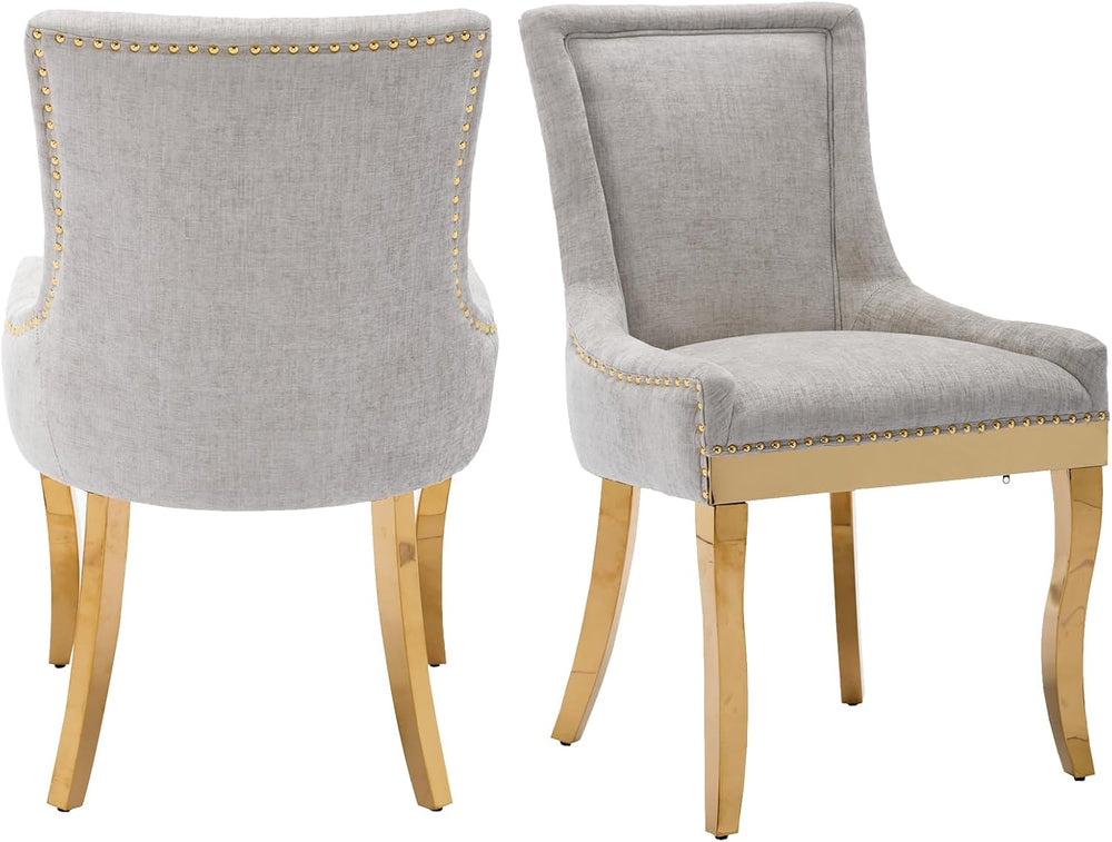 Aoowow Luxury Fabric Upholstered Side Chairs for Kitchen Set of 2, Sillas de ...