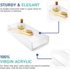 Huang Acrylic Clear Catchall Decorative Tray | Minimalistic Design for Keys, Wallet, Perfume, Jewelry, or Makeup | Rectangular Organizer Tray for Vanity, Dresser, Bathroom, Bedroom | 14 x 6.25 inches