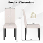 COSTWAY Fabric Armless Dining Chairs Set of 2, Upholstered Kitchen Side Chair with Rubber Wood Legs, Padded Seat & High Backrest, Mid-Century Modern Accent Chairs for Living Room Restaurant (Beige)