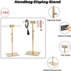 Jewelry Display Stand 2 Packs Stainless Steel Purse Display Stand Acrylic Necklaces Holder Towers Adjustable Height Tabletop Jewelry Organizer for Home Store Boutique