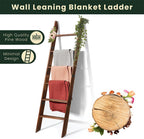 Wooden Blanket Ladder for Living Room 6-Tier, Decorative Ladder Blanket Rack & Quilt Ladder Decor, Rustic Farmhouse Wood Ladder, Anti-Slip Sturdy Blanket Holder, 68 Inch Tall, Rustic Brown