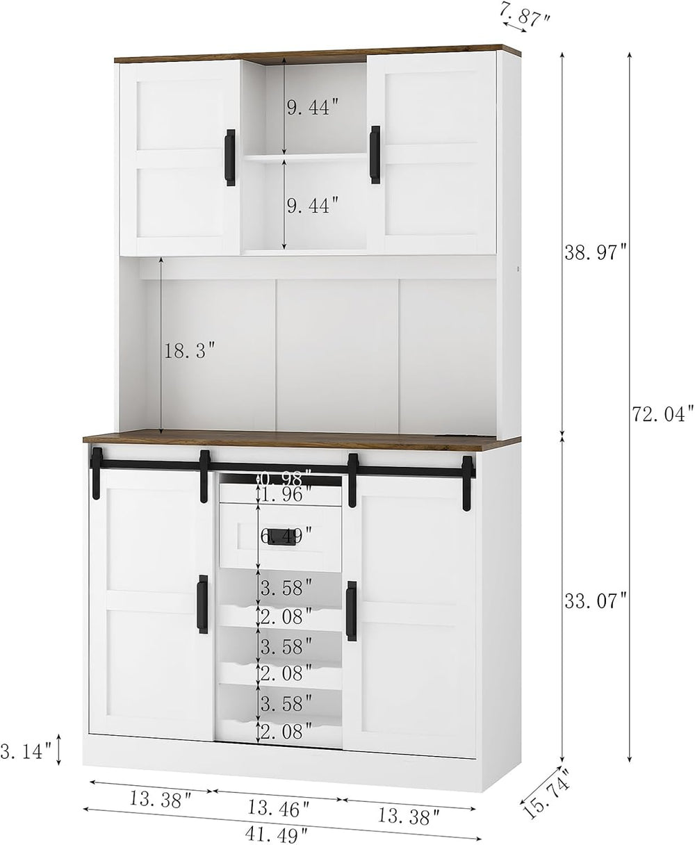 74" High Kitchen Pantry Cabinet, Large Kitchen Buffet with U+B Charging ...